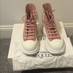 Alexander McQueen Blush Pink and White Sneakers